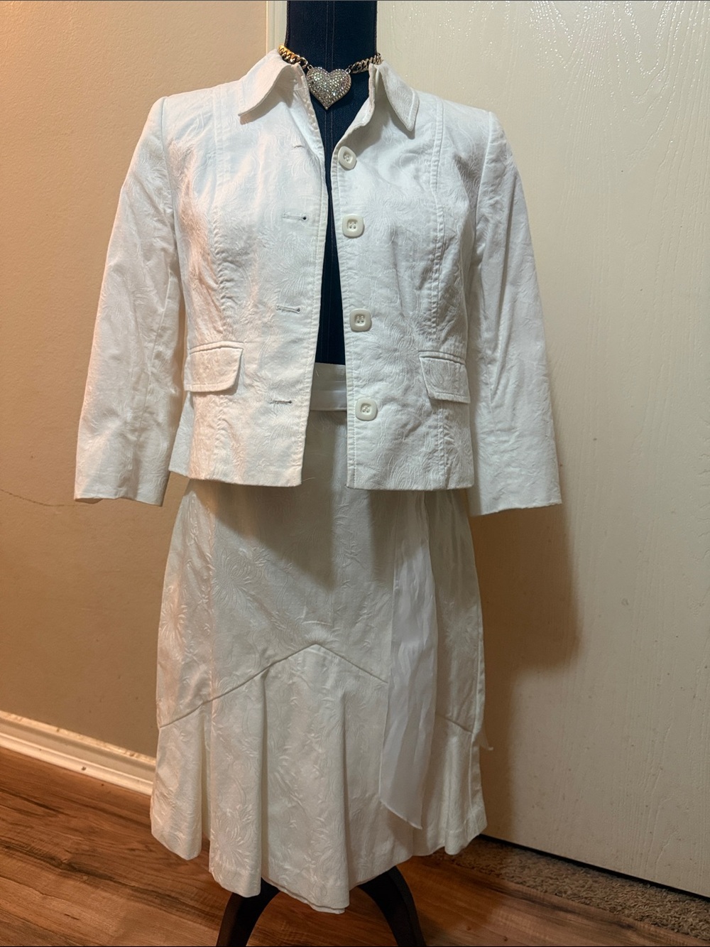 Classic White Women's Skirt Suit